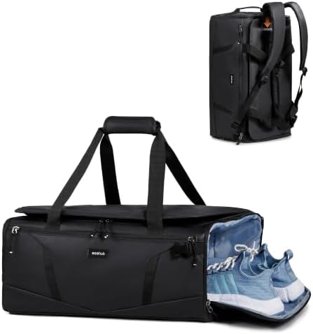 40L Water-Resistant Duffle Backpack with Shoe Compartment & Wet Pocket