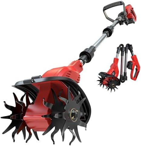 Cordless Tiller Cultivator Compatible with Milwaukee 18V Battery, Ecarke 450RPM Brushless Garden Rototiller,48 Steel Tines, 9"W×6.3"D,Foldable Soil Tilling Tool for Garden Lawn Landscaping (Tool Only)
