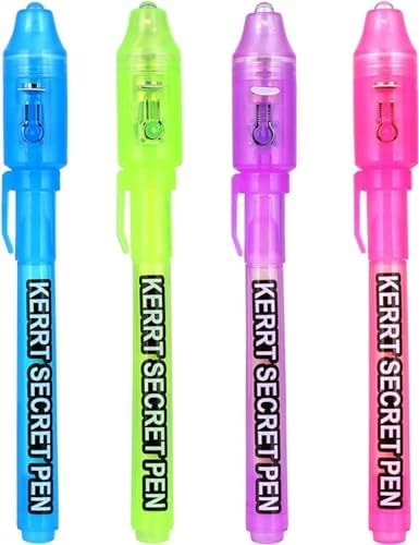 KERRT Invisible Ink Pen with UV Light Secret Message Pen Spy Pens Magic Invisible Markers Classroom Gifts for Students, Party Favors for Kids 8-12, Goodie Bag Stuffers for Kids