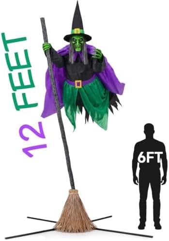 Halloween Decorations Outdoor - 12 Ft Animated Hovering Witch Animatronics