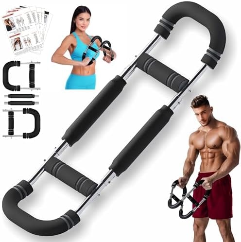 Rhewatin Twister Arm Trainer, Adjustable Resistance Chest Workout Equipment for Men Women, Forearm Biceps Tricep Chest Thigh Exerciser, Portable Spring Home Workout Bar, Heavy (80-110lb)