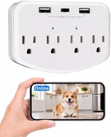 MINICATCHER 1080P HD WiFi Wall Outlet Camera, Indoor Security Spy Cam with Motion Detection and Loop Recording, Hidden Camera for Home, Office and Pet Monitoring, No Audio