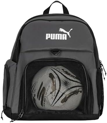PUMA Pitch Ball Backpack with Front Mesh Ball Compartment & Ventilated Shoe Pocket, Castlerock, One Size