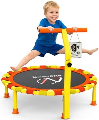 ANCHEER 38'' Kids Trampoline, Foldable Toddler Mini Trampoline with Handle