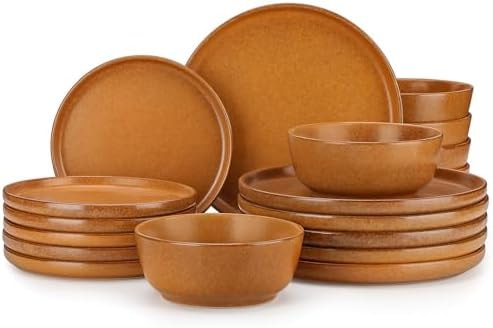 vancasso ZERMATT 18 Pieces Stoneware Dinnerware, Plates and Bowls Set for 6