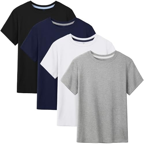 4 Pack Boys Shirts Short Sleeve Cotton Tshirts Kids Summer T-Shirts Clothes