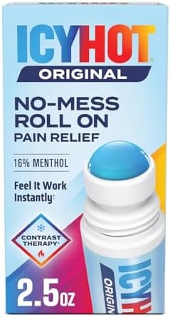 Icy Hot Original Pain Relief No-Mess Roll-On Applicator, Fast-Acting Pain Relief with Max Strength Menthol 16%, Contrast Therapy for Backaches, Joints, Muscle Strains and Arthritis, 2.5 oz