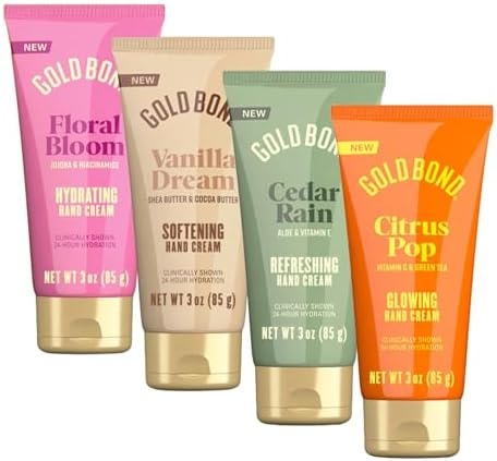 Gold Bond Scented Hand Cream Set, Everyday Hand Cream to Hydrate the Skin, Assorted Scents, 3 oz, 4 pk