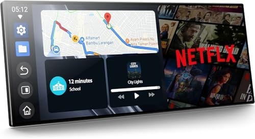 Volam 11'' Wireless Carplay Screen for Car Built-in Net-Flix YouTube Apps, Portable Touchscreen Car Stereo with Android Auto, Backup Camera, OTA Updates, Bluetooth, Voice Control, GPS Navigation,FM