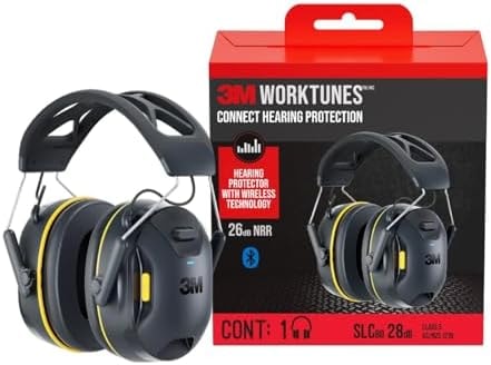 3M WorkTunes Connect Wireless Hearing Protector with Bluetooth Technology, Bluetooth Hearing Protection with a 26 dB Noise Reduction Rating