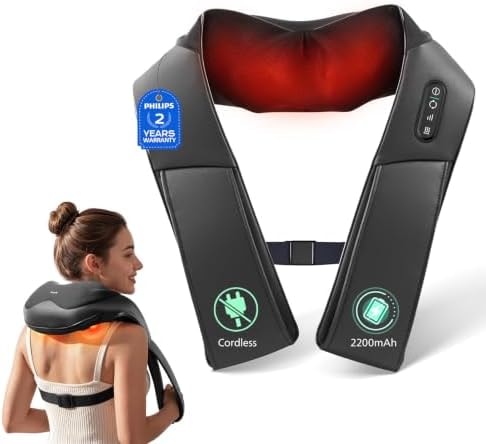 PHILIPS Cordless Shiatsu Neck and Back Massager with Heat, Gift for Women