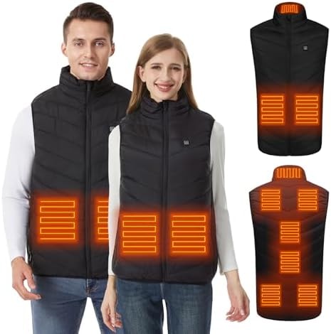 CHANGEOWN Men and Women Heated Vest with 9 Heating Zone, Lightweight Heating Jacket Vest with 3 Heat Levels, for Winter Outdoor Hunting Skiing (Battery Not Included), L