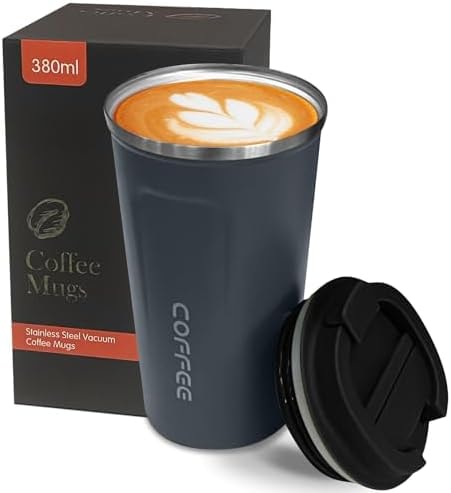 Insulated Travel Coffee Mug, Stainless Steel Coffee Cup with Leakproof Lid