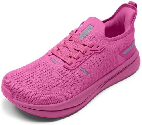 Womens Wide Toe Box Walking Shoes Easy On Lightweight Knit Tennis Shoes