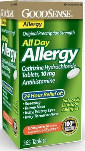 GoodSense 24 Hour Allergy Relief, Cetirizine Hydrochloride Tablets, 10 mg, Antihistamine