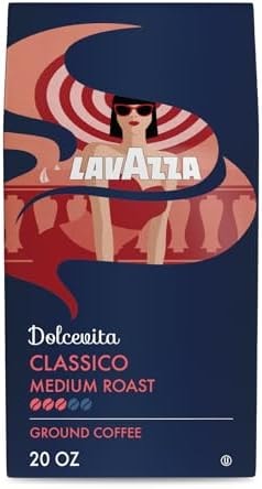 Lavazza Classico Ground Coffee Blend, Medium Roast, Authentic Italian, Blended And Roasted in Italy, Non GMO, Value Pack, A Full bodied with rich flavor and notes of dried fruit, 20 Ounce