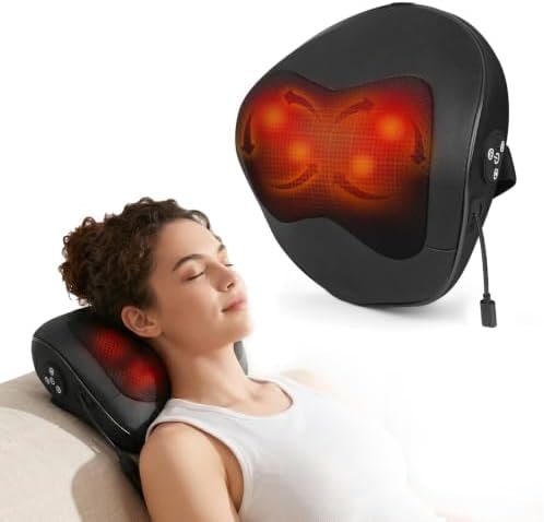 Holniva FSA Eligible Shiatsu Neck and Shoulder Massager for Neck Pain Relief - Electric Neck Shoulder Massager with Heat, 3D Kneading Portable & Rechargeable, Relaxation Gifts for Mom Women Men Dad