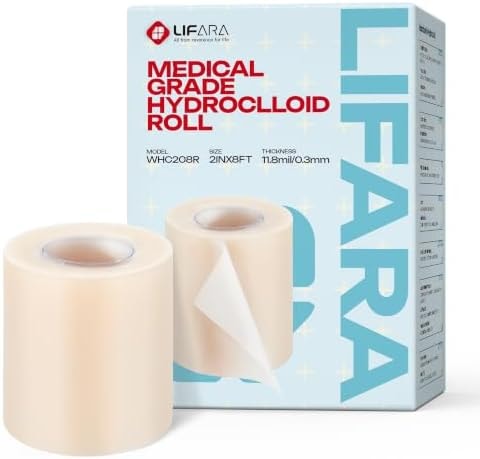 LIFARA Hydrocolloid Roll for Wound Care - Cut-to-Size, Hydrocolloid Patch Bandages with Self-Adhesive, Ultra Absorbent & Waterproof, First Aid Kit Essential (11.8mil/ 0.3mm Thickness, 2in*8ft)