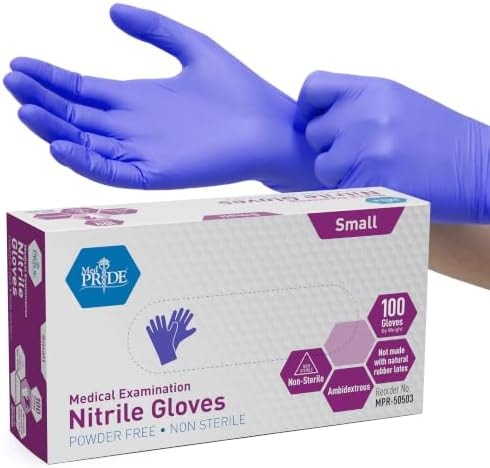 MED PRIDE Powder-Free Nitrile Exam Gloves (Small (Pack of 100))