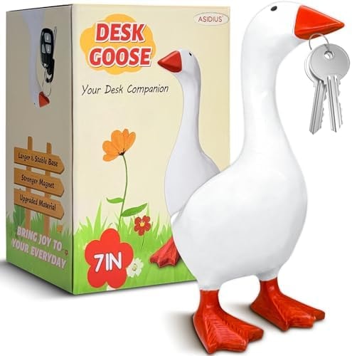 Asidius Desk Goose Key Holder, 7 Inch Desk Goose with Upgraded Magnetic Beak, Home Decor Table Decorations for House Warming Birthday Gifts (Goose Only)