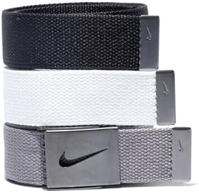 Nike Men's Standard 3 Pack Golf Web Belt, White/gray/black, One Size