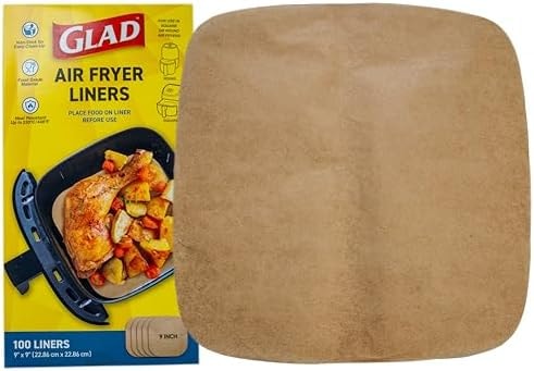 Glad Air Fryer Parchment Liners, Nonstick, 9x9 In, 100 Count