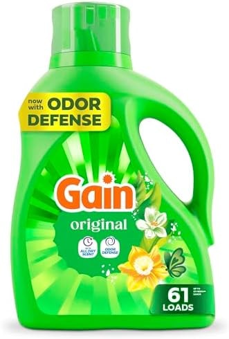 Gain Liquid Laundry Detergent with Odor Defense, Original Scent, Laundry Soap For HE Washing Machines, 81 fl oz, 61 Loads (Packaging May Vary)