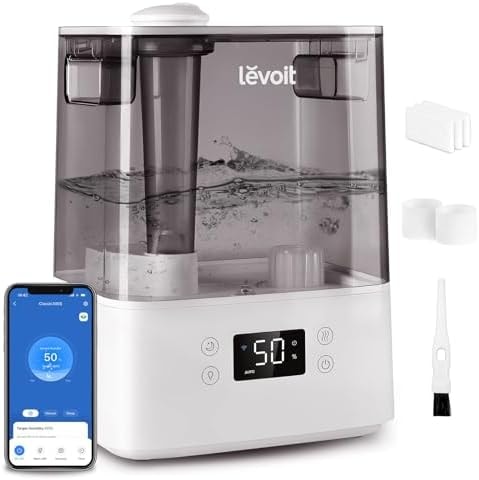 Levoit Humidifiers for Bedroom Large Room, 6L, 60H Runtime, 26dB, Smart App