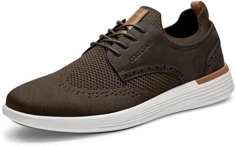 Coostar Mens Casual Shoes Lightweight Dress Sneakers Business Oxfords Breeze Walking Tennis Shoe Dark Brown Size 8