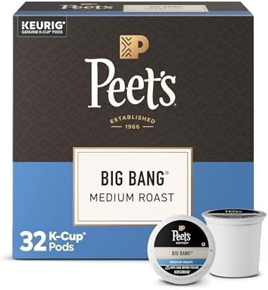 Peet's Coffee, Medium Roast Single Serve Coffee Pods, 100% Arabica Coffee - Big Bang, 32 Count (1 Box of 32 Pods)