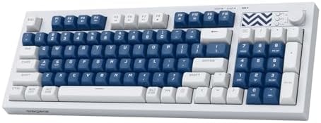 wegear Pastel Wireless Keyboard, Computer Gaming Keyboard with Media Knob, Tri-Mode Bluetooth/2.4GHz/USB-C Wired, Backlit, 94 Keys, Cute Creamy Keyboard for PC, Mac -Blue