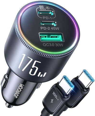 JOYROOM 175W Car Charger USB C Fast Charge 3-Port Cigarette Lighter Charger