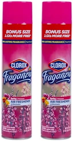 Clorox Fraganzia Aerosol Air Freshener Spray, Spring Scent, 20 Oz, 2-Pack