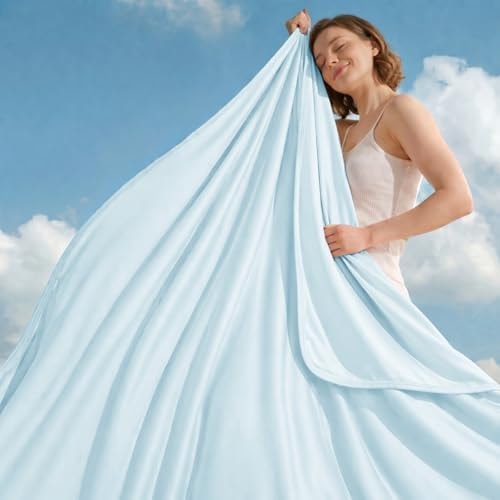 GOHERO Cooling Blanket Queen - Arc-Chill Q-Max >0.5 Cool Summer Blanket for Hot Sleepers - Double Design Lightweight Blanket Absorbs Heat to Keep Cool on Warm Nights(90"x90") Blue