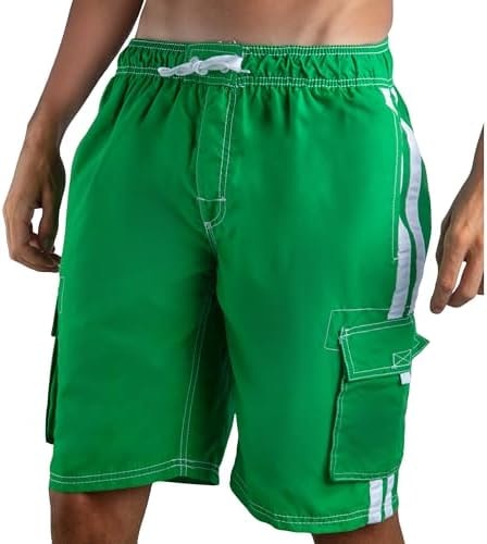 Kanu Surf Men's Barracuda Swim Trunks (Regular & Extended Sizes), Green, Medium