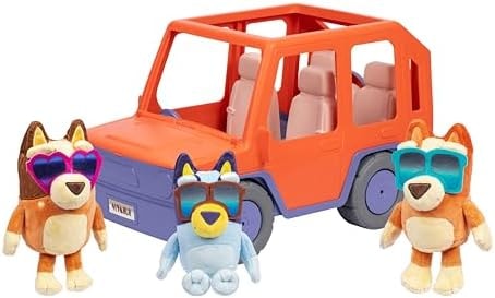 Bluey Big Heeler 4WD Toy Car, Bingo & Chilli Plush Buddies