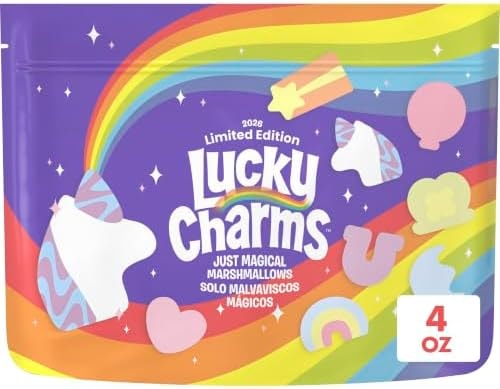 Lucky Charms Just Magical Marshmallows, Limited Edition Snacks, Dessert Ingredient and Topping, 4 oz