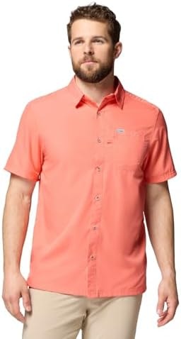 Columbia Mens Slack Tide Short Sleeve Camp Shirt, Melonade, 1X