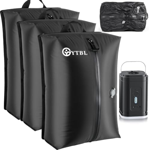 Vacuum Bags for Travel with Wireless Pump, IP67 Waterproof, Reusable Space Saver Travel Essentials Compression Bags for Backpack, Suitcase, Home Storage(3 Pack + Pump)