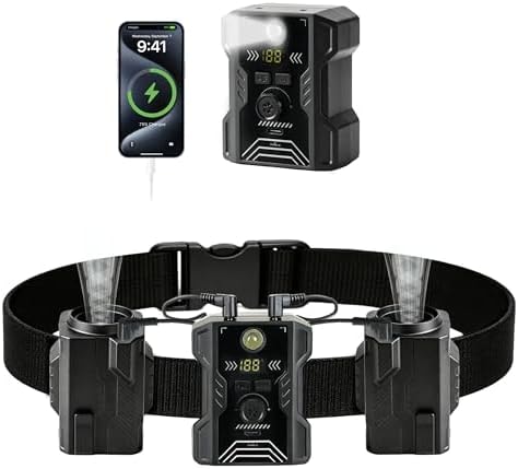 16000mAh Portable Waist Fan 2 Separate Wearable Waist Fans 18000RPM Powerful Belt Fans Rechargeable Battery operated With 100 Speeds for Jobsite Gardening Camping Outdoor work Travel Essentials