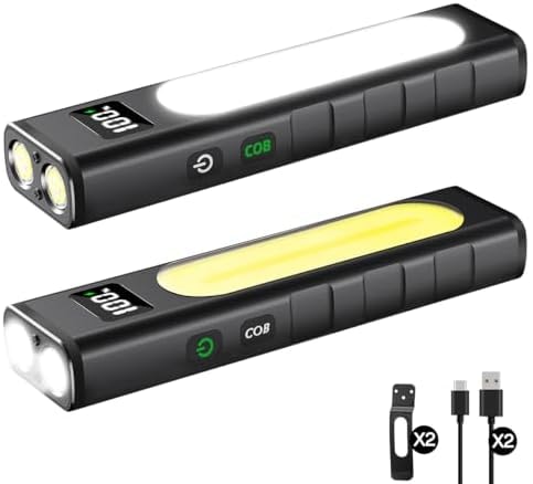 Huccbs 2P Rechargeable Flashlights High Lumens 1800, Magnetic Base for Work
