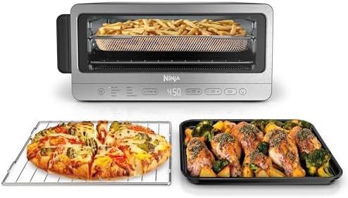 Ninja Air Fryer Toaster Oven Combo | 8-in-1 Functionality | Flip Up & Away for Storage Space | Air Fry Basket, Sheet Pan, Wire Rack & Removable Crumb Tray |1800 Watt | Stainless Steel | SP151