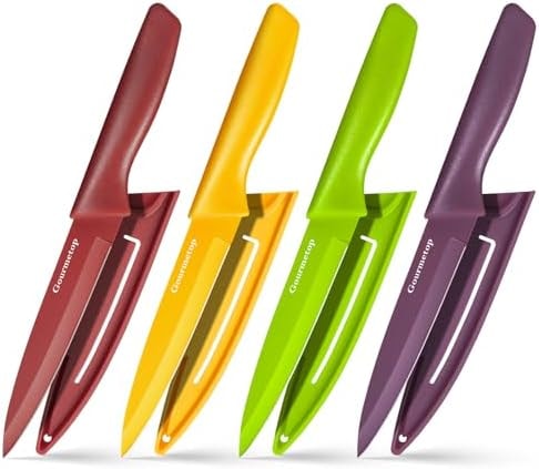 Gourmetop Paring Knife Set of 4, 3.8” Fruit Knife with Cover, German Steel