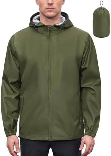 COOFANDY Men Windbreaker Jacket Waterproof Rain Jacket Lightweight Hooded