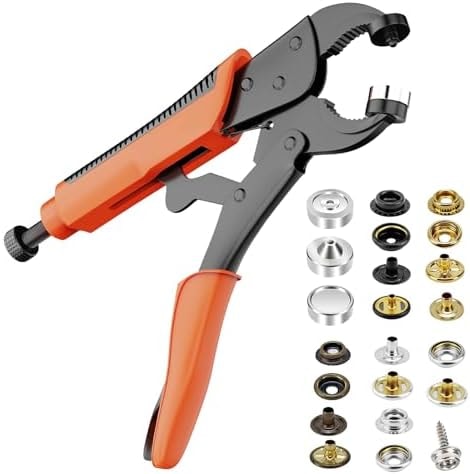 Heavy Duty Snap Fastener Tool Kit with 100 Sets(380PCS) Canvas Snaps (Silver/Black/Bronze/Gold), Snap Button Kit for Boat Covers, Canvas, Fabric, Tarps, Sail Repair
