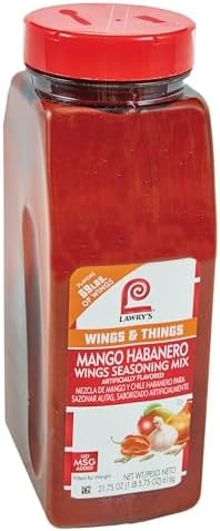 Lawry's Mango Habanero Wings Seasoning Mix, 21.75 oz - One 21.75 Ounces of Mango Habanero Dry Rub Seasoning for a Sweet, Spicy Flavor - Best on Chicken Wings and Fried Foods