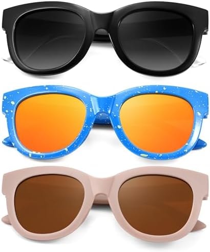 NSSIW Kids Polarized-Sunglasses Boys-Girls Sunglasses: Toddler Sun Glasses with UV Protection for Youth Child 3Pack Age 3-12