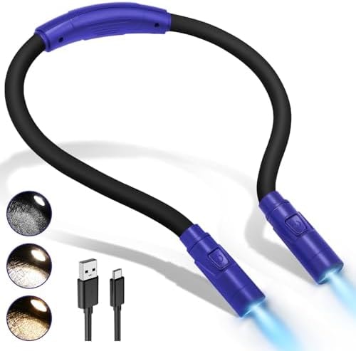 Portable Neck Light for Knitting & Crafts with 3 Light Settings, Dark Blue