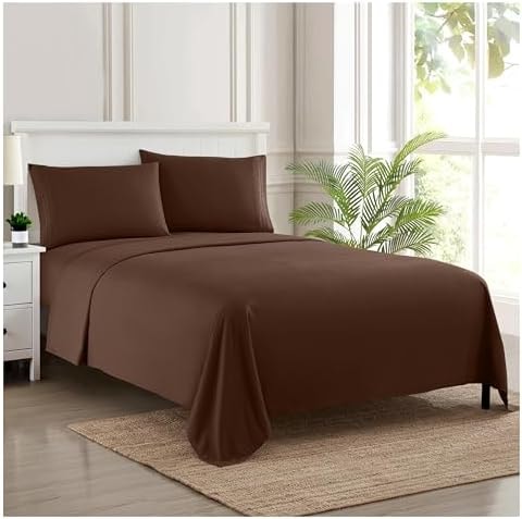 King Size Sheets - Breathable Luxury Bed Sheets with Full Elastic & Secure Corner Straps Built In - 1800 Supreme Collection Extra Soft Deep Pocket Bedding Set, Sheet Set, King, Brown