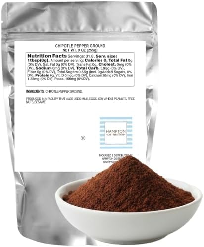 Chipotle Pepper Ground, 9 Ounce Resealable Bag, Chipotle Powder, Hampton Distribution